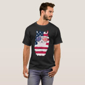 USA Patriotic Llama US Flag Glasses 4th Alp T-shirt (Voorkant volledig)