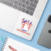 USA Patriotic MARATHON / RELAY RUN Sticker (Laptop met iPhone)