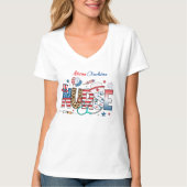 USA Patriotic Nurse 4 juli Icons Namen T-shirt (Voorkant)