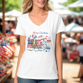 USA Patriotic Nurse 4 juli Icons Namen T-shirt