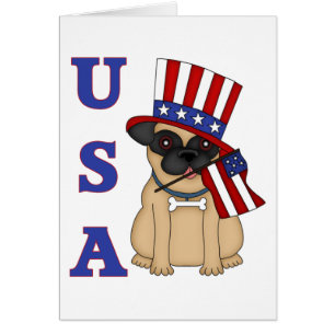 USA Patriotic Pug met vlag