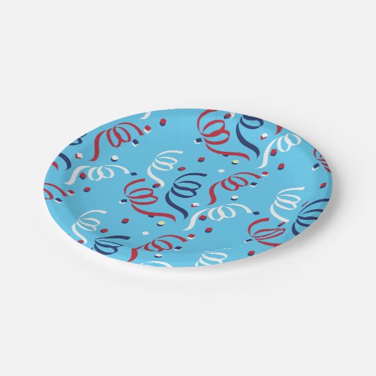 USA Patriotic Red, White & Blue Confetti Papieren Bordje (Gekanteld)