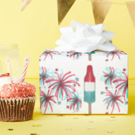 USA Patriotic Rocket Pop Popsicle Fireworks 4 juli Cadeaupapier