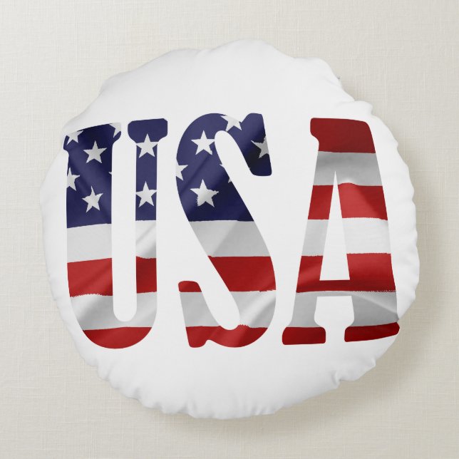 USA Patriotic Rond Kussen (Achterkant)