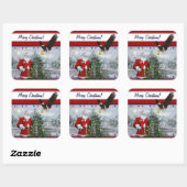 USA Patriotic Santa Merry kerstcadeautjes Vierkante Sticker (Vel)