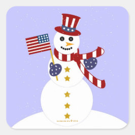 USA Patriotic Snowman met Vlaggenpleisters Vierkante Sticker