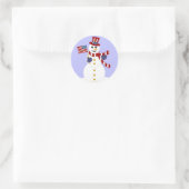 USA Patriotic Snowman met vlaggesteente Ronde Sticker (Tas)