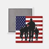 USA Patriotic Square Magnet (Voorkant / Achterkant)