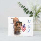 USA Patriotic teckel briefkaart (Staand voorkant)