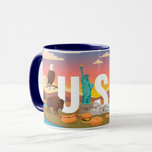 USA Patriotic Travel Coffee Mug Mok (Voorkant links)