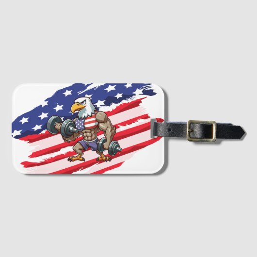 USA/patriotic weightlifting bald eagle Bagagelabel (Voorkant (horizontaal))