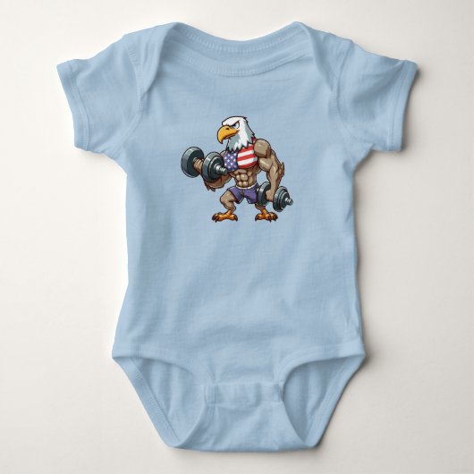USA/patriotic weightlifting bald eagle Romper (Voorkant)