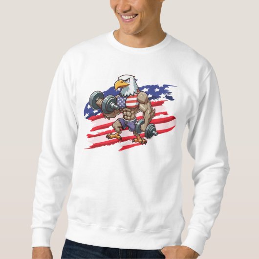 USA/patriotic weightlifting bald eagle Trui (Voorkant)