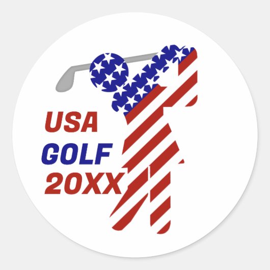 USA Patriotic WOMEN'S GOLF Ronde Sticker (Voorkant)