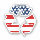 USA Patriotisch recyclingsymbool Sticker (Voorkant)