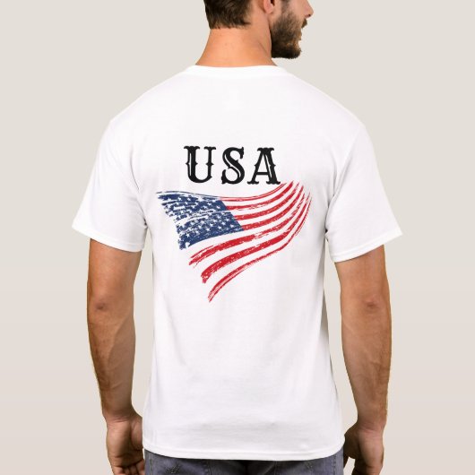 USA Patriottisch Amerikaans Vlag Ontwerp T-shirt (Achterkant)