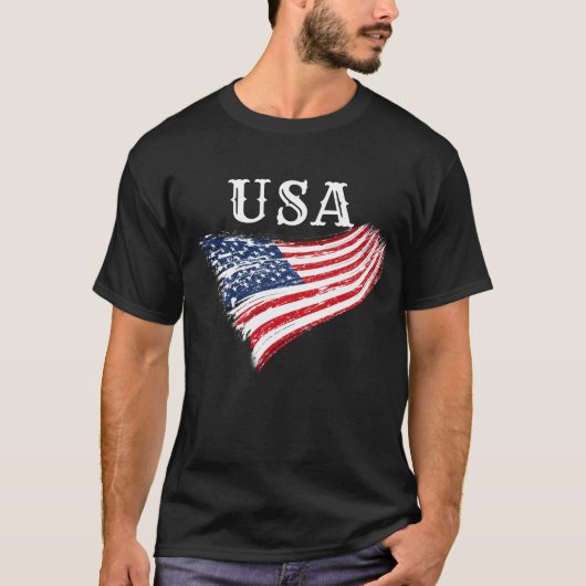 USA Patriottisch Amerikaans Vlag Ontwerp T-shirt (Voorkant)