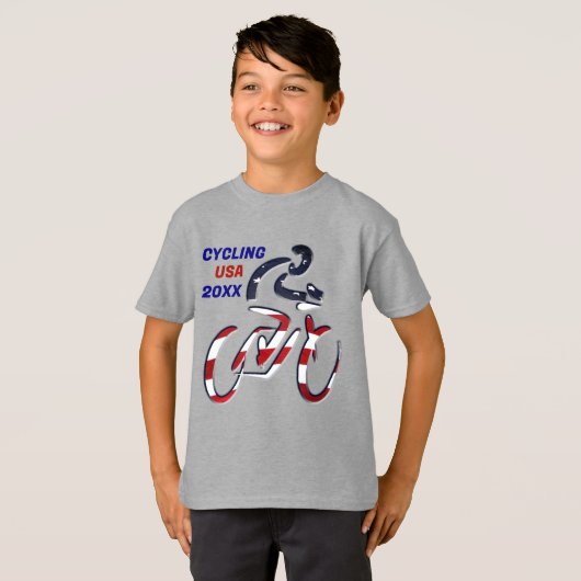 USA Patriottisch Fietsen T-shirt (Voorkant volledig)