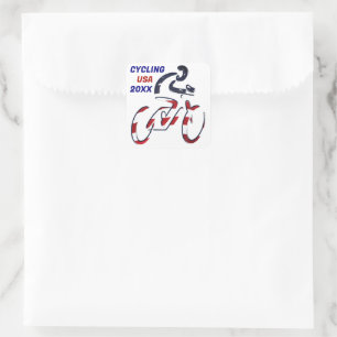USA Patriottisch Fietsen Vierkante Sticker