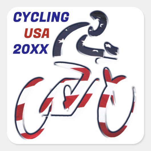 USA Patriottisch Fietsen Vierkante Sticker (Voorkant)
