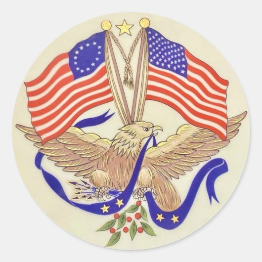 USA Patriottisch Ronde Sticker (Voorkant)