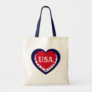 USA Patriottisch Rood Wit Blauw Hart Feestelijk 4 Tote Bag