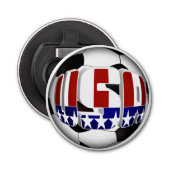 USA Patriottisch VOETBAL Sport Button Flesopener (Voorkant)