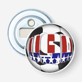 USA Patriottisch VOETBAL Sport Button Flesopener