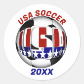 USA Patriottisch VOETBAL Sport Ronde Sticker (Voorkant)