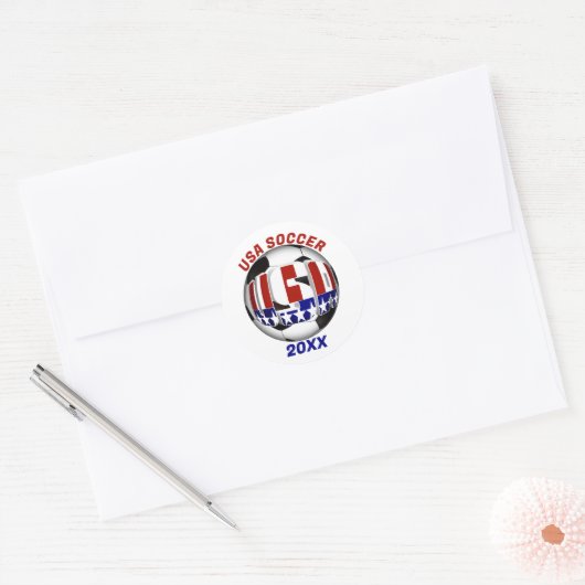 USA Patriottisch VOETBAL Sport Ronde Sticker (Envelop)