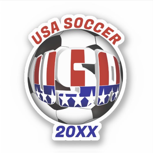 USA Patriottisch VOETBAL Sport Sticker (Voorkant)