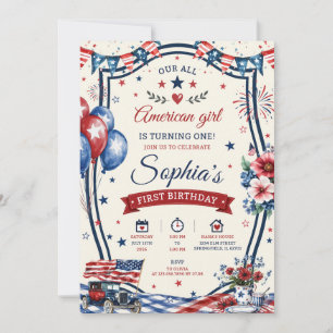 USA Patriottische 4 juli verjaardagsfeest uitnodig Kaart
