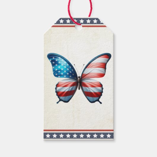 USA/patriottische 4th of July vlinder Cadeaulabel (Voorkant)