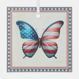 USA/patriottische 4th of July vlinder Glas Ornament