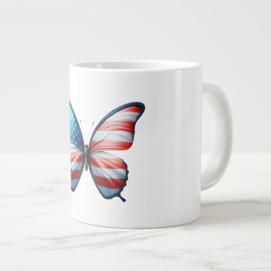 USA/patriottische 4th of July vlinder Grote Koffiekop (Voorkant rechts)