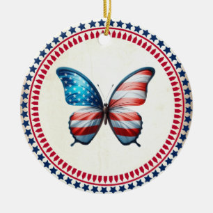 USA/patriottische 4th of July vlinder Keramisch Ornament