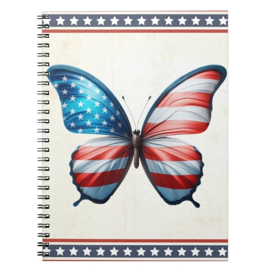 USA/patriottische 4th of July vlinder Notitieboek (Voorkant)