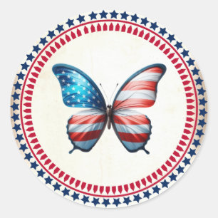 USA/patriottische 4th of July vlinder Ronde Sticker