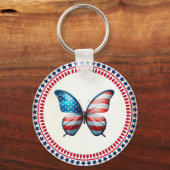 USA/patriottische 4th of July vlinder Sleutelhanger (Voorkant)
