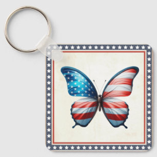 USA/patriottische 4th of July vlinder Sleutelhanger