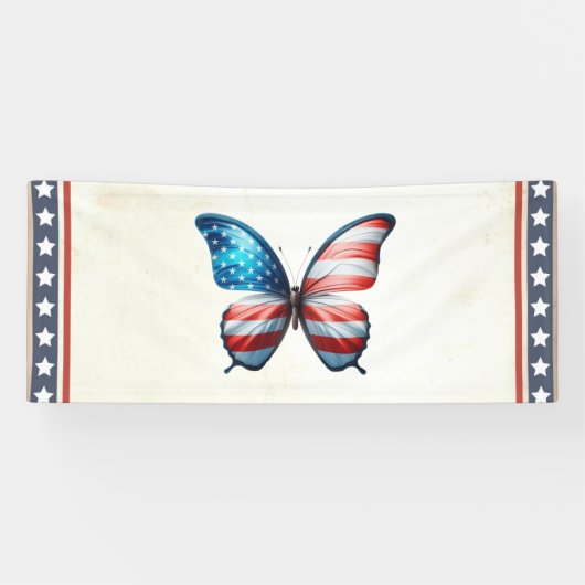 USA/patriottische 4th of July vlinder Spandoek (Horizontaal)