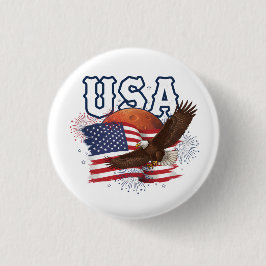 USA Patriottische Adelaar met Mars Rode Planeet On Ronde Button 3,2 Cm