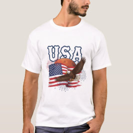 USA Patriottische Adelaar met Mars Rode Planeet On T-shirt