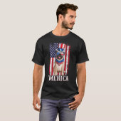 USA Patriottische Amerikaanse vlag Beige Pug Dog 4 T-shirt (Voorkant volledig)
