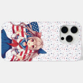 USA patriottische anime meisje Case-Mate iPhone Case (Achterkant (horizontaal))