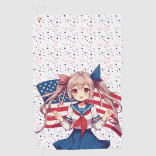 USA patriottische anime meisje Golfhanddoek
