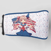 USA patriottische anime meisje Golfheadcover (Voorkant)