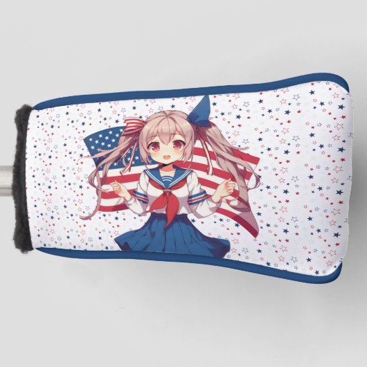 USA patriottische anime meisje Golfheadcover (Voorkant)