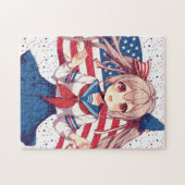 USA patriottische anime meisje Legpuzzel (Horizontaal)