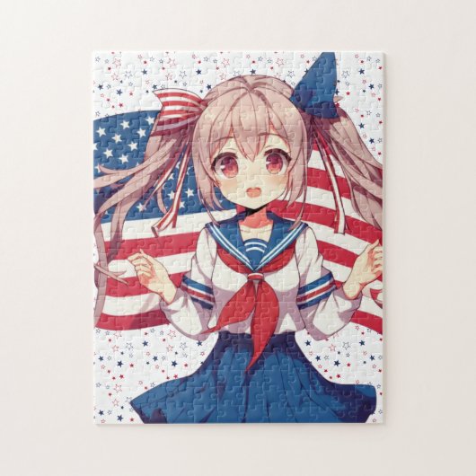 USA patriottische anime meisje Legpuzzel (Verticaal)